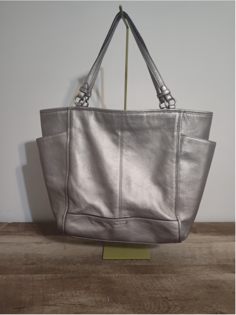 Women's Coach Silver Leather Tote Bag One Size